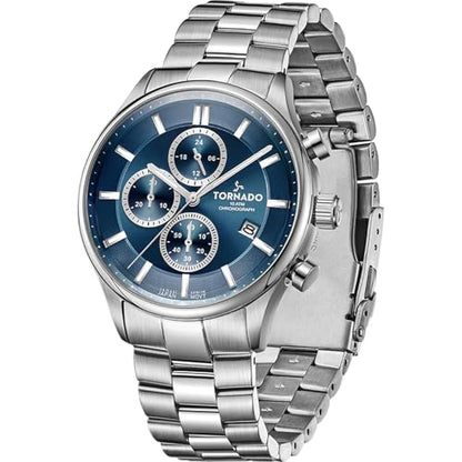 Tornado Celestia Elite Men’s Chronograph Watch | Green Dial, Gold Case & Strap, 42x48mm, 10ATM - T6106B-GBGH - color: Blue