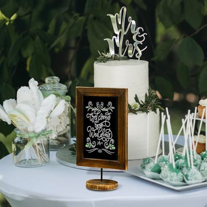 MyGift 12x7 Inch Framed Tabletop Chalkboard Signs with Stand Set of 2 - color: Burnt Wood, Set of 2