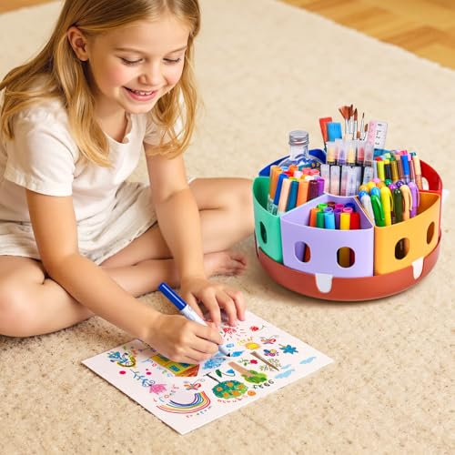 GAMENOTE Rotating Art Supply Organizer, Lazy Susan Caddy, Large - size: Large, 11"d x 5"h