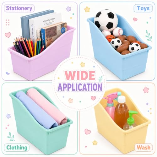 gisgfim 12 Pack Large Book Bins with Labels (Pastel) - color: Pastel