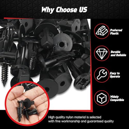 OTUAYAUTO 121PCS 4 in 1 Body Bumper Screw Bolts Fender Liner Clips - size: 120Pcs 4 Sizes Clips for Toyota