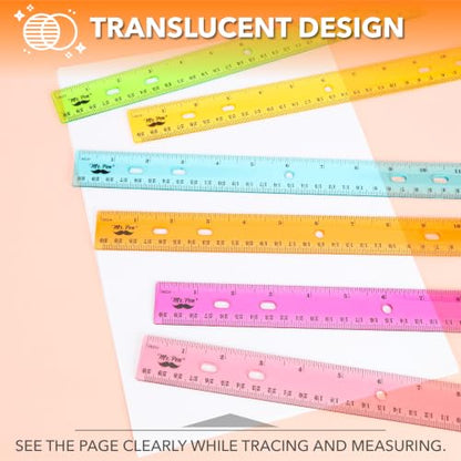 Mr. Pen- Transparent Rulers with Holes for Three-Ring Binders, 12", 6 Pack