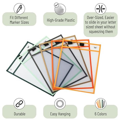 Mr. Pen- Reusable Dry Erase Pocket Sleeves, 10" x 14", 12 Pack, Colorful - color: Autumn, size: 12 Pack