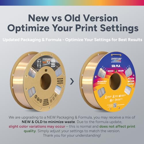 OVERTURE Silk PLA Dual Color Filament 1.75mm, Silk Gold-Silver - color: Gold-silver, size: Dual Color