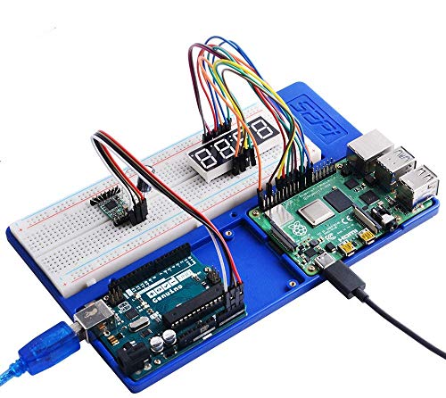 GeeekPi ABS Holder Breadboard Holder for Raspberry Pi 4B, 5 in 1 Base Plate Case for Raspberry Pi 4 Model B,3B+,3B,2B,B+,Zero,Zero W(2) and Arduino UNO,Arduino Mega 2560 (Blue Holder)
