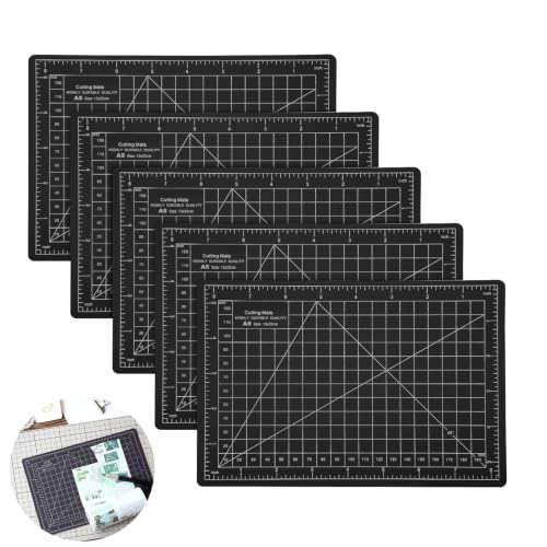 A5 Cutting Mat 4Pcs Premium Self Healing PVC Craft Cutting Pad Model Engraving Scale Board for Artists Crafters Office Workers Students Black 22x15cm