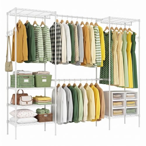 Expandable Clothes Rack, 15.7" D x (70.9"-90.6") W x 76.8" H, White - color: White