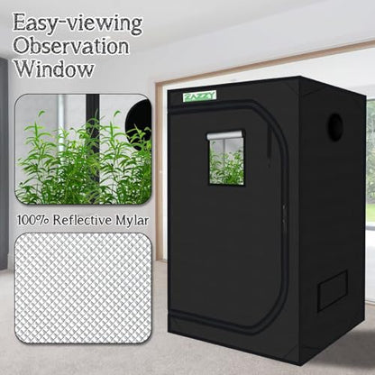 zazzy 3'X3' Grow Tent 32"x32"x63", High Reflective Mylar Growing Tent - size: 32"x32"x63"