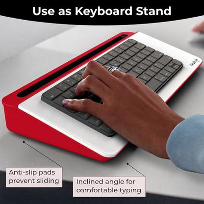 Chalkola Red/White Glass Desktop Whiteboard with Storage, Dry Erase Board - color: Red/White