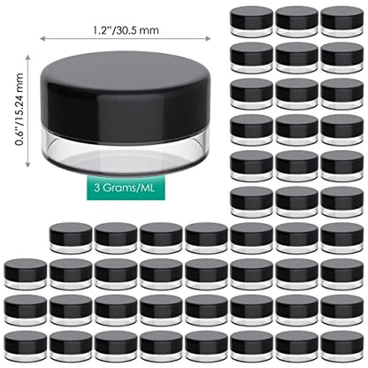 Sample Containers, Jars, Lip Balm Container, Small, 3 Gram, 200 PK, Black - color: Black, size: 200 Pack
