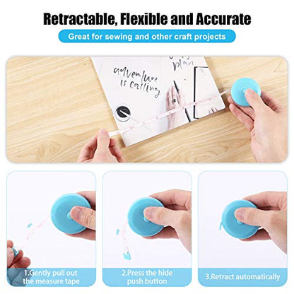 Tape Measure Body Measuring Tape, Retractable 60 Inch Soft Mini Measuring Tape, Small Sewing Fabric Tape Measurer for Cloth Waist Medical Nursing Craft(3 Pack/Pink Purple Sky Blue) - color: Pink, Purple, Sky Blue