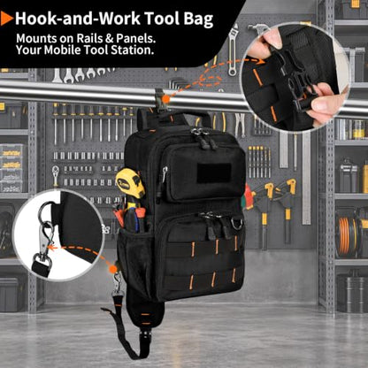 Rexmore Tactical Electrician & HVAC Tool Chest Bag, 3-Point Harness Black - color: Black