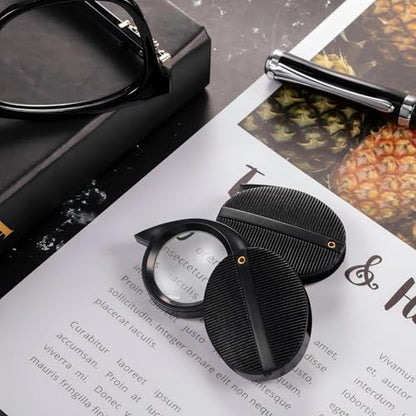 Frienda 15 Pieces 10X Folded Pocket Magnifier Mini Glass Handheld Rotating Magnifier for Reading Newspaper, Book, Magazine, Science Class, Jewelry, Hobby