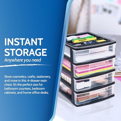 Gracious Living 4-Drawer Desktop/Countertop Storage Organizer, Black/Clear - size: 1 Pack
