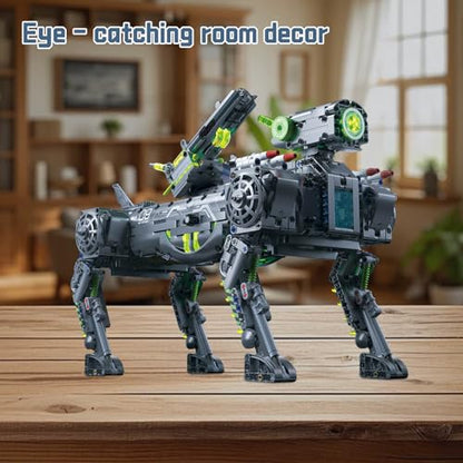 Robot Robotic Dog Building Set for Boys Ages 8-12, 1609 Pieces STEM Animal Toys Model Building Kit, Gift for Adults Kids Teens Ages 8-14 (Static) - color: Green