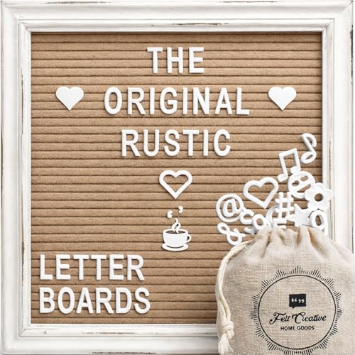 Cappuccino Felt Letter Board Back to School Sign with Rustic Wood White Frame - Farmhouse Letter Board Sign with Stand - Baby Announcement 10x10 Felt Board Changeable Message Board with 350 Letter Set - color: Cappuccino, size: 10x10 inches