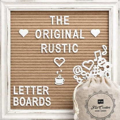 Cappuccino Felt Letter Board Back to School Sign with Rustic Wood White Frame - Farmhouse Letter Board Sign with Stand - Baby Announcement 10x10 Felt Board Changeable Message Board with 350 Letter Set - color: Cappuccino, size: 10x10 inches