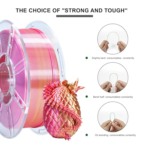 iBOSS Silk PLA Plus 1.75mm Dual Color Filament, Clog-Free Shiny 3D Printer Filament, 1kg Spool(2.2lbs), Dimensional Accuracy +/- 0.02 mm, Fit Most FDM Printer(Silk Red and Gold) - color: B_ Dual Red & Gold