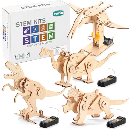 Dinosaur STEM Kits for Kids, 4 in 1 Wood Building Toys for Boys Crafts 8-12 - style: Dinosaur STEM Toys