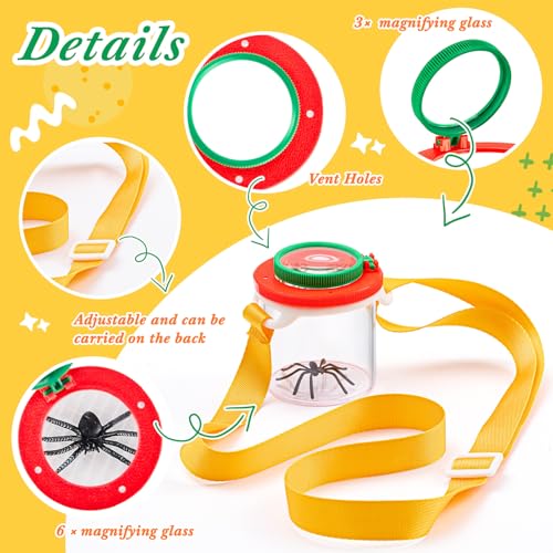 2 Pack Bug Catcher with Magnifying Glass, Insect Viewer Container