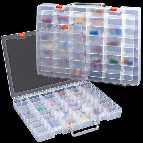 Juexica 2 Pcs 48 Grid Plastic Bead Storage Organizer Box, Clear - color: Clear