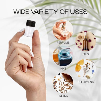 Beauticom 2ML Clear Glass Vial 144 Pieces - 1/2 DRAM (1/16 OZ.) Clear with Screw Caps with Orifice Reducer - color: Clear, size: 144 Bottles