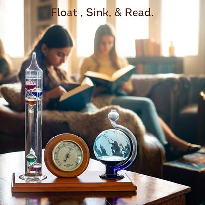 Lily's Home Analog Weather Station with Galileo Thermometer, Glass Barometer, and Analog Hygrometer, Ideal Gift for Friends and Family, Indoor & Outdoor Home Décor (10.5 in x 12 in) - style: Analog Weather Station