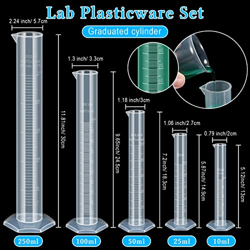 Xuhal 23 Pcs Plastic Beakers Graduated Cylinders Erlenmeyer Flask Set