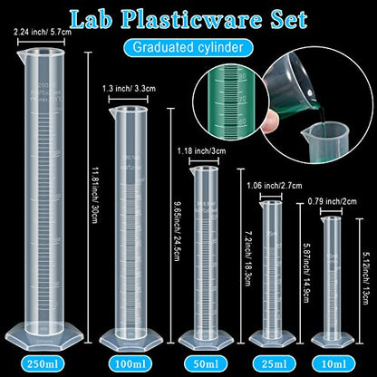 Xuhal 23 Pcs Plastic Beakers Graduated Cylinders Erlenmeyer Flask Set