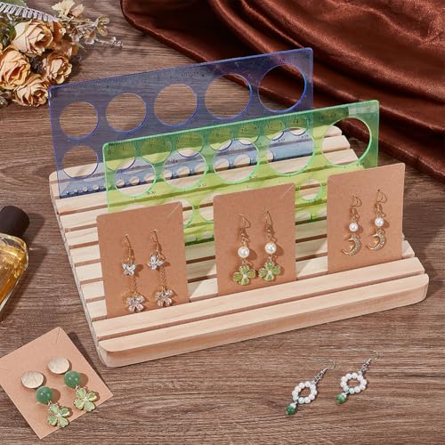 PH PandaHall 10 Slots Wooden Quilting Ruler Holder, 9.8x7.8" Quilting Ruler Rack Organizer Sewing Ruler Stand Template Slat with Tracks for Sewing Rings Table Cutting Home Office Desk Stan