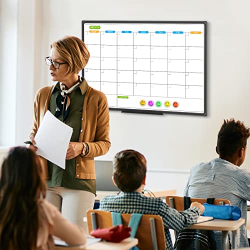 JILoffice Dry Erase Calendar Whiteboard, Magnetic Month Board 36 x 24 Inch - color: Black, size: 36"W x 24"H