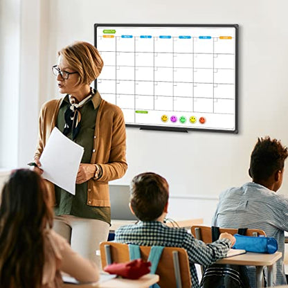 JILoffice Dry Erase Calendar Whiteboard, Magnetic Month Board 36 x 24 Inch - color: Black, size: 36"W x 24"H