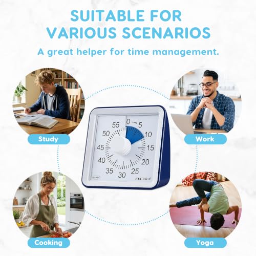Secura Visual Timer for Kids, 60 Minute Classroom Countdown Timer for Study - color: Navy Blue & Navy Blue