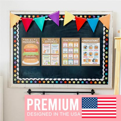 Parts of Speech Posters for Classroom Must Haves, 12 Grammar Posters - color: Kraft Pastel