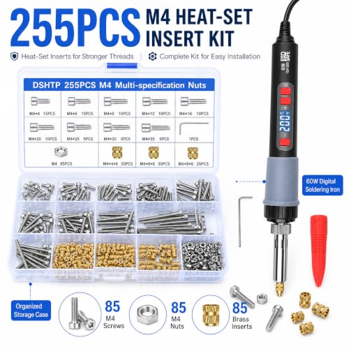 M4 Heat Set Insert Kit for 3D Printing, Threaded Inserts Inserts Screw Kit - size: M4