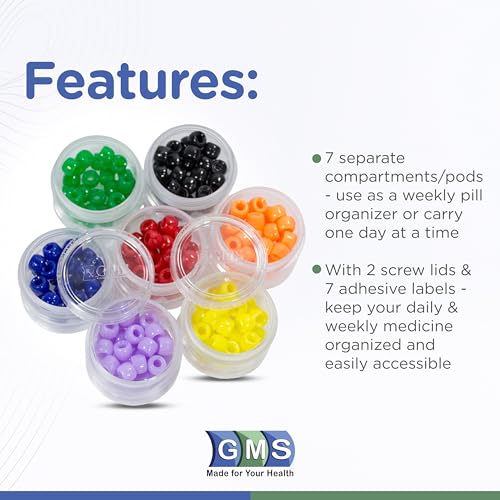 GMS Group Medical Supply, LLC 7 Day Medicine Pill Organizer - Stackable Pill Box - Fits Small Tablets & Vitamin Supplements - Keep Your Daily & Weekly Medicine Organized in One Place - Medium - Clear - size: Medium (Pack of 1)