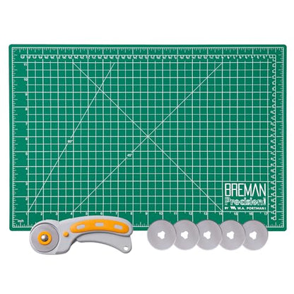 WA Portman 12x18 Fabric Cutting Mat, Quilting Rotary Cutter 5 Rotary Blades - size: 12x18