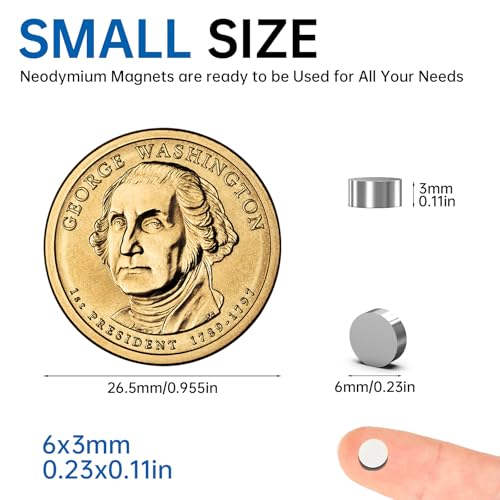6x3mm Magnets for Crafts, 200PCS Small Strong Neodymium Magnets - size: 6x3mm 200PCS