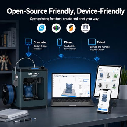 Entina Tina2 Plus 3D Printer, 250mm/s Fast Printing, WiFi App Control - color: Deep Blue