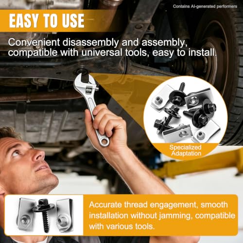 weideer 50PCS M4.2-1.41 Universal Fender Liner Bolt Screw U Nuts Kit,Engine Splash Shield Hex Head Screw U Clips,Automotive Body Screws Clips - color: SV-M4.2