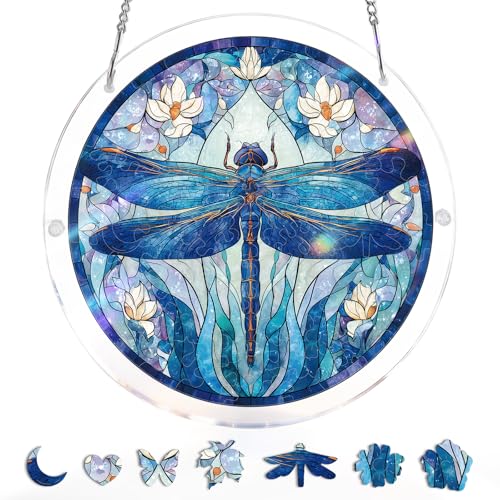 KaayeeWood Acrylic Suncatcher Puzzle, Moonlit Dragonfly-8.2 in - color: Moonlit Dragonfly, size: 8.2 in