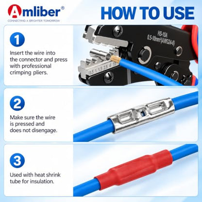 420PCS Non Insulated Butt Connectors with Crimping Tool, 24-8 AWG - style: 420 PCS Non Insulated Connectors With Crimper