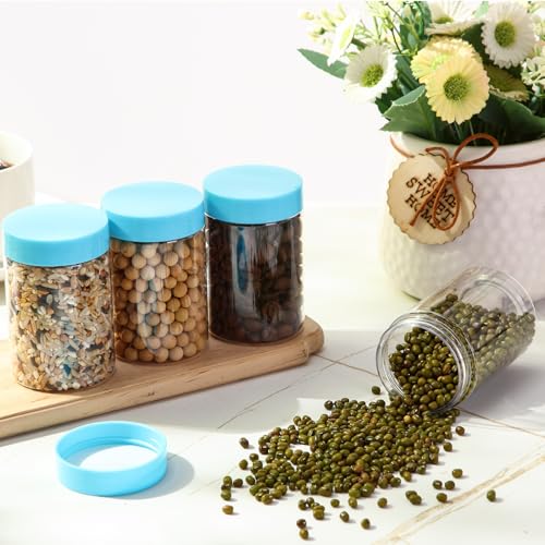 Patelai 4 Pcs Plastic Jars with Lids, Blue, 4 oz, Wide Mouth - color: Blue, size: 4 oz
