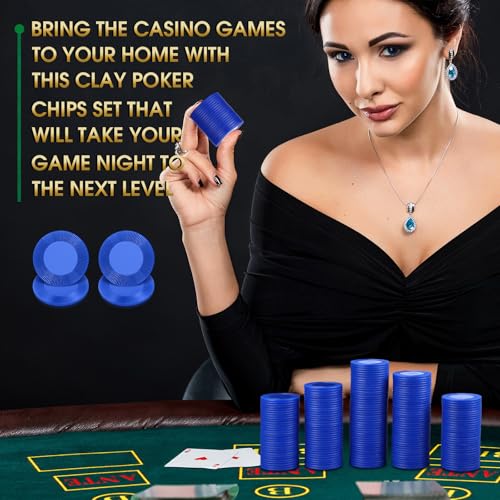 Leitee 1000 Pcs Plastic Poker Chips, 38 mm Interlocking Game Tokens, Blue - color: Blue