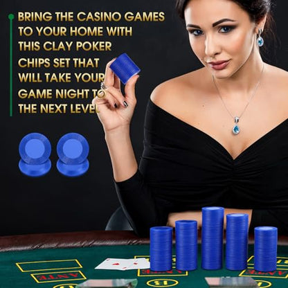 Leitee 1000 Pcs Plastic Poker Chips, 38 mm Interlocking Game Tokens, Blue - color: Blue