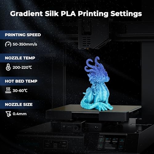 AMOLEN Shiny Silk PLA 3D Printer Filament, Shiny Gradient Silk Pla 1.75mm Azure Blue 3D Printing Filament 1KG/2.2lb - color: Silk Gradient Azure Blue