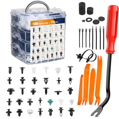 GOOACC Car Push Retainer Clips & Auto Fasteners Assortment Popular Sizes Nylon Bumper Fender Rivets, 1115Pcs Clips+ Remover - color: 1115Pcs
