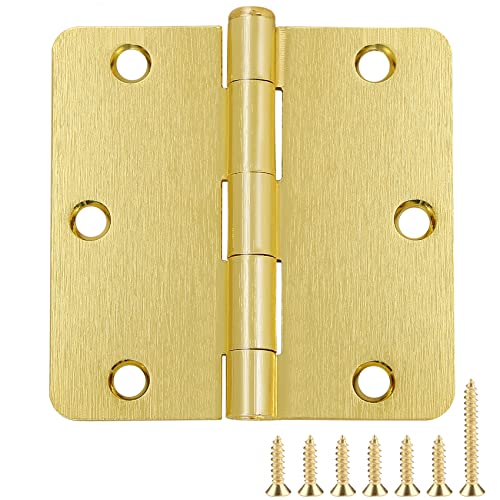 Door Hinges 3.5 inch 1/4" (18 Pack, Satin Brass) - color: Satin Brass