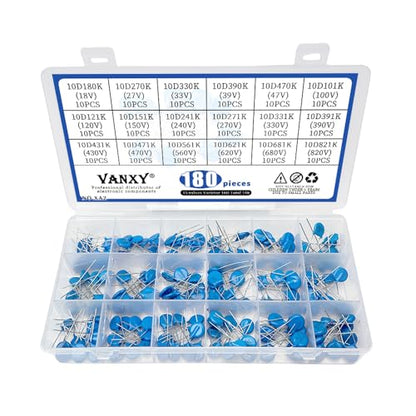 18Values 180PCS 10D Varistor 18V-820V Voltage Dependent Resistors Kit