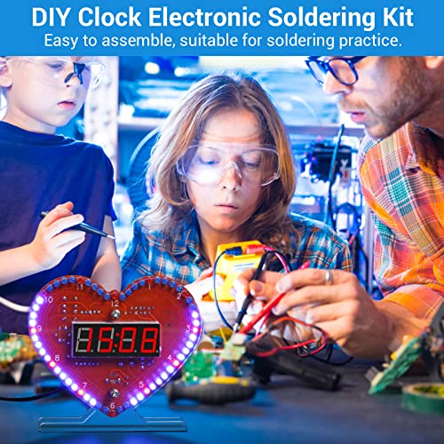 MIOYOOW Heart-Shaped Digital Clock Soldering Kit, Electronic Kit for Adults - color: Heart Shaped 4-digit Diy Clock Kits